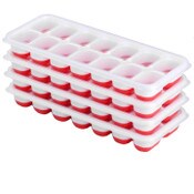 Wholesale - 4pk WHT/RED ICE CUBE TRAY C/P 32